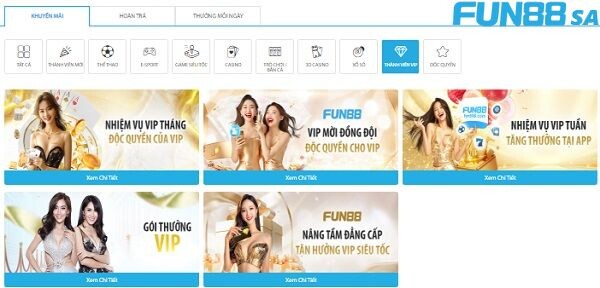 Khuyến mãi Fun88 siêu khủng dành cho hội viên VIP